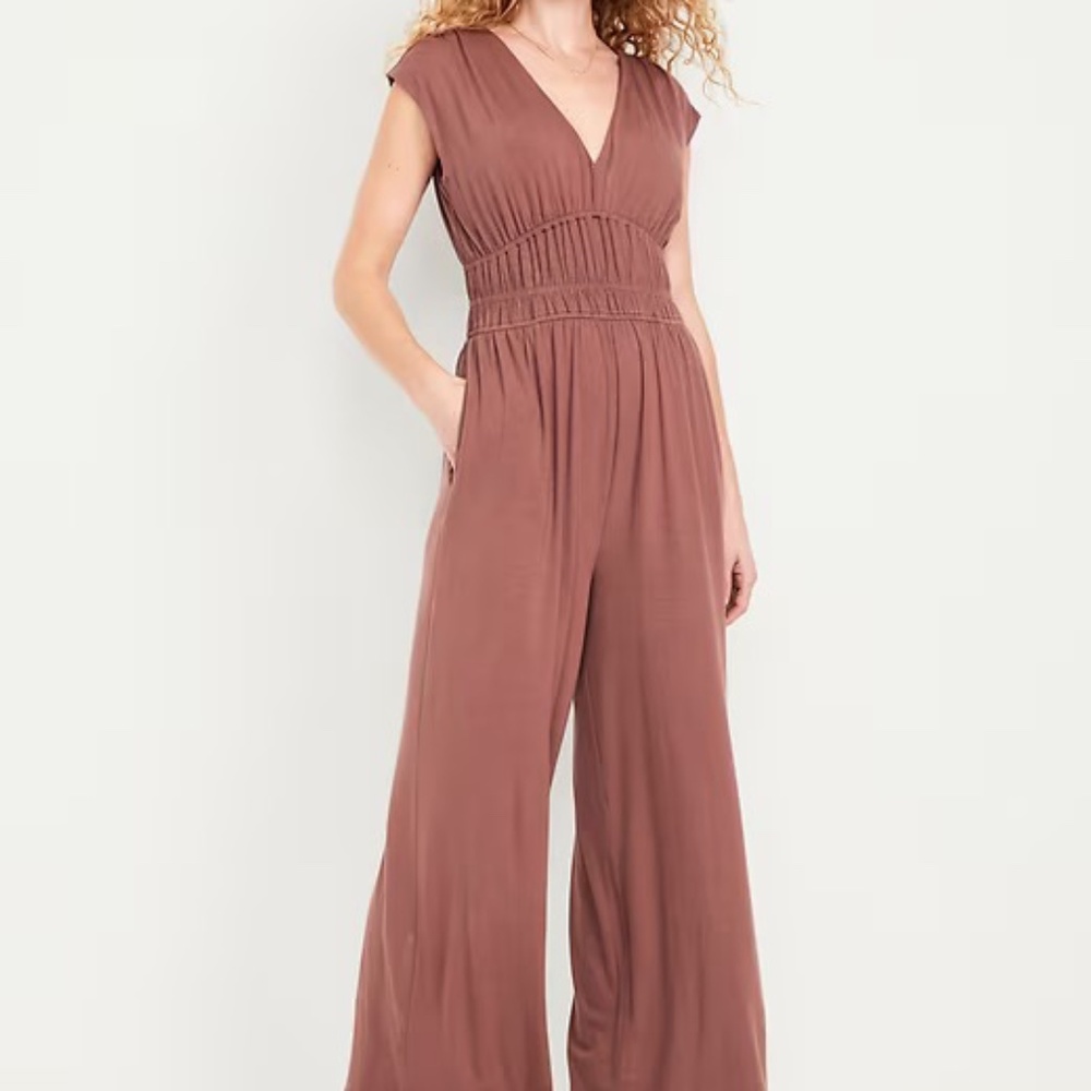 Old Navy Size 4X | Waist-Defined Wide-Leg Jumpsuit | Color Warm Taupe